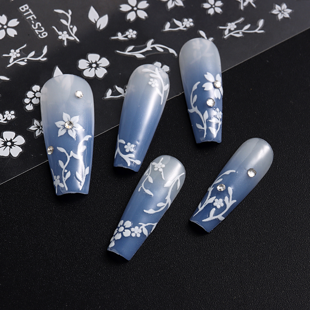 Miếng Dán Trang Trí Móng Tay Hình Cánh Hoa Lá 3D Màu Vàng Kim