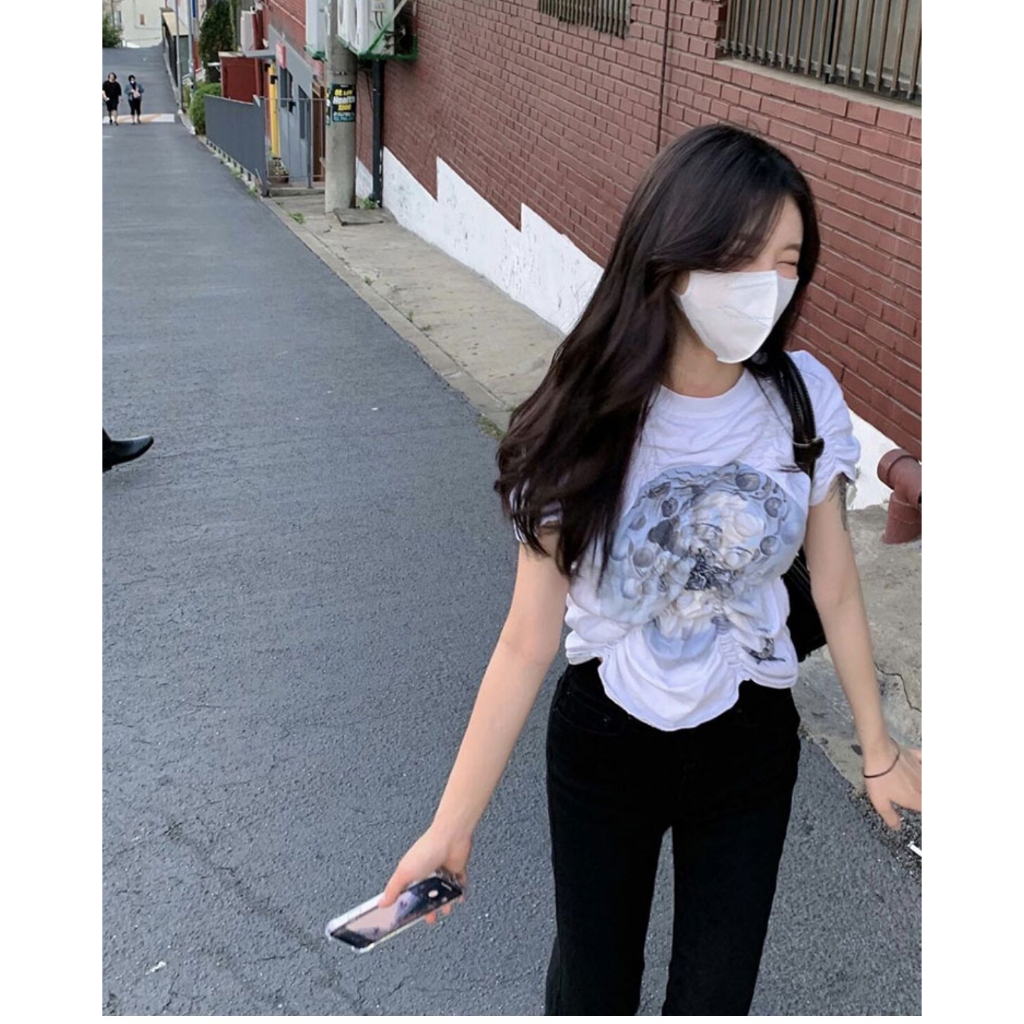 Áo Croptop Ngắn Tay In Họa Tiết Blackpink Thời Trang Hàn Quốc