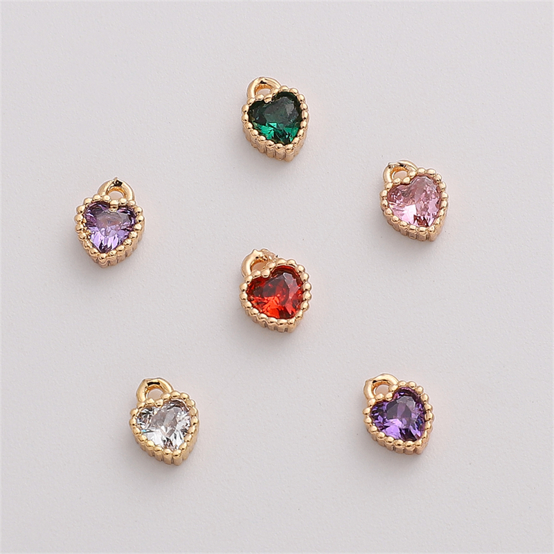 1 Mặt Dây Chuyền Hình Trái Tim Mạ Vàng 14K Đính Đá Zircon Nhiều Màu