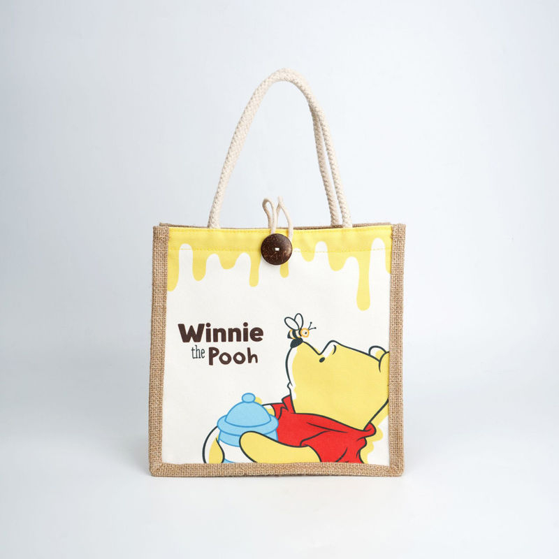 Mr.puffer Túi tote Nhỏ Ba Mắt Bằng cotton Lanh Hình Gấu Dâu Tây winnie the pooh Ba Mắt Dễ Thương