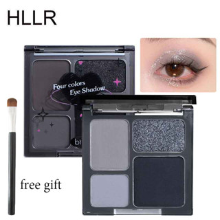 Bảng Phấn Mắt HLLR 4 Màu Khói Tông Lì Và Nhũ Trang Điểm Tiện Lợi Mờ / Matte