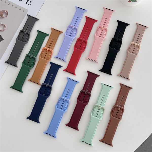 Dây Đeo Đồng Hồ Bằng Silicone Màu Trơn Cho iWatch 7 / 6 / 5 / 4 / 3 / 2 / 1 / SE Generation 38 / 40 / 41 / 42 / 44 / 45