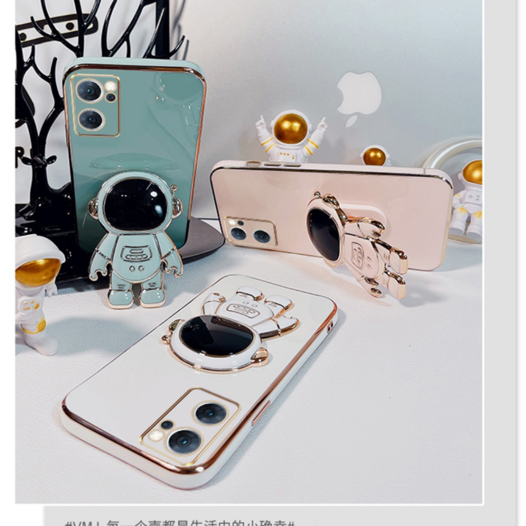 ốp lưng Giá đỡ phi hành gia mạ vàng sang trọng Giá đỡ tích hợp Vỏ mềm Tương thích với Cho XIAOMI Redmi 9 9A/9i /9AT  10A 9C 10C 10X 11 10 9 Prime 10XPRO Ốp silicon TPU màu trơn đơn giản case