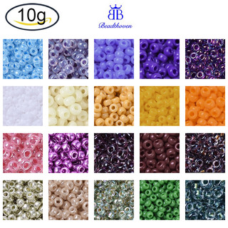1111 Hạt Rocailles tròn MIYUKI Nhật Bản 10g 2x1.3mm mờ/ trong/ tối/ AB/ 11/0 lỗ 0.8mm
