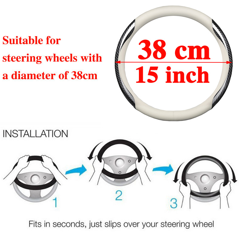 Vỏ Bọc Vô Lăng Xe Hơi Bằng Da Màu Trắng Họa Tiết Sợi Carbon 4 Màu Cho Toyota Alphard Avanza Camry Corolla Altis Innova Vios Fortuner Rush HIGHLANDER