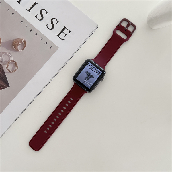 Dây Đeo Đồng Hồ Bằng Silicone Màu Trơn Cho iWatch 7 / 6 / 5 / 4 / 3 / 2 / 1 / SE Generation 38 / 40 / 41 / 42 / 44 / 45