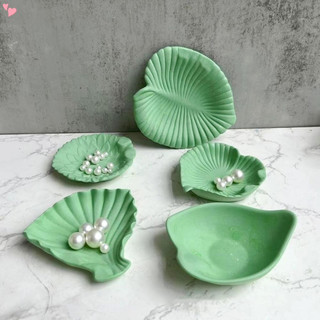 Khuôn Silicone Làm Đĩa Xi Măng Hình Chiếc Lá Sáng Tạo