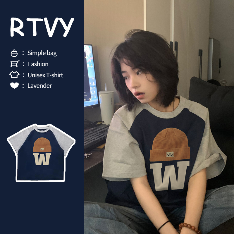 【RTVY】Áo Thun Tay Ngắn Dáng Rộng Phong Cách retro Mỹ Thời Trang Mùa Hè Cho Nữ