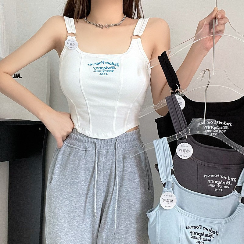 Áo crop top Phong Cách Y2K Rắn Chắc Cho Nữ