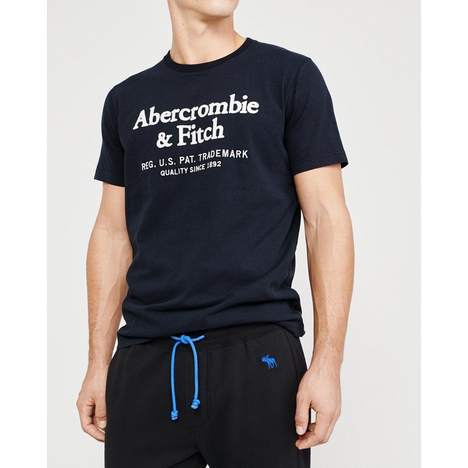 Áo Thun Tay Ngắn Cổ Tròn In Chữ Abercrombie Fitch Cá Tính Cho Nam