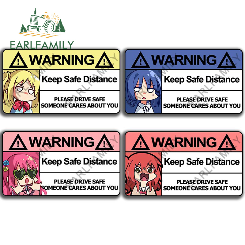 Đề Can Vinyl Cảnh Báo Khoảng Cách An Toàn Hình Anime 13cm Dán Kính Chắn Gió Xe Hơi / Xe Máy Họa Tiết Graffiti