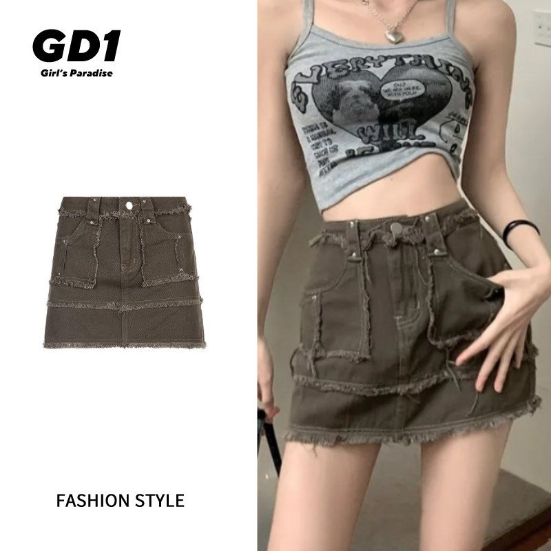 Chân váy Chân Váy Bò váy nữ Chân Váy Chữ A set váy 2023 New Style MA1013