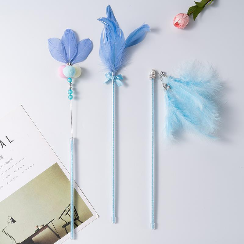 ROJECO Đồ Chơi Chuột Giải Trí Lò Xo Đính Lông Vũ Nhiều Màu Sắc Cho Mèo Cưng