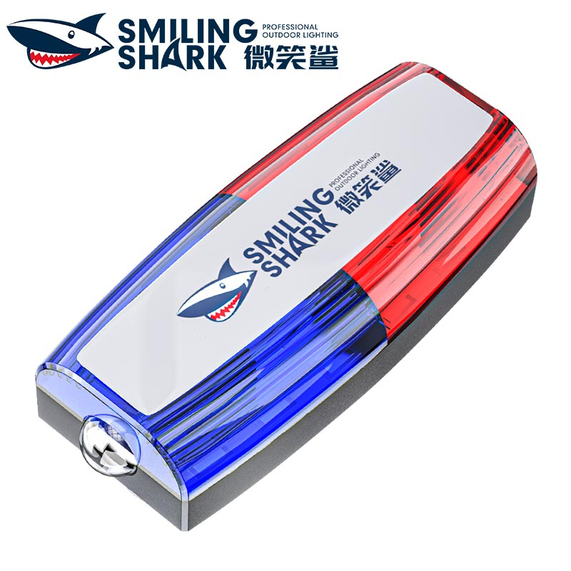 Smiling Shark JD003 Đèn cảnh báo đeo vai Clip USB có thể sạc lại Chỉ báo tín hiệu khẩn cấp màu đỏ và màu xanh cho an toàn ngoài trời