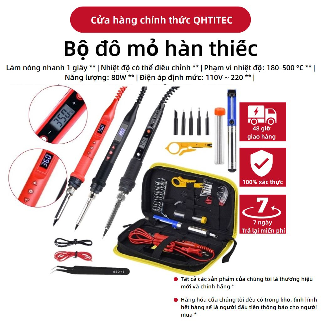 Mỏ hàn sắt QHTITEC JCD 10 trong 1 80W 908U / 908S chuyên dụng