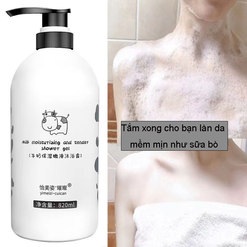 Sữa tắm sữa tắm nước hoa sữa tắm trắng da 820ml làn da dưỡng ẩm Làm sáng màu da hương thơm lâu dài Chai lớn
