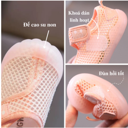 Giày Lưới Đế Bằng Chống Trượt Thoáng Khí Thoải Mái Cho Bé