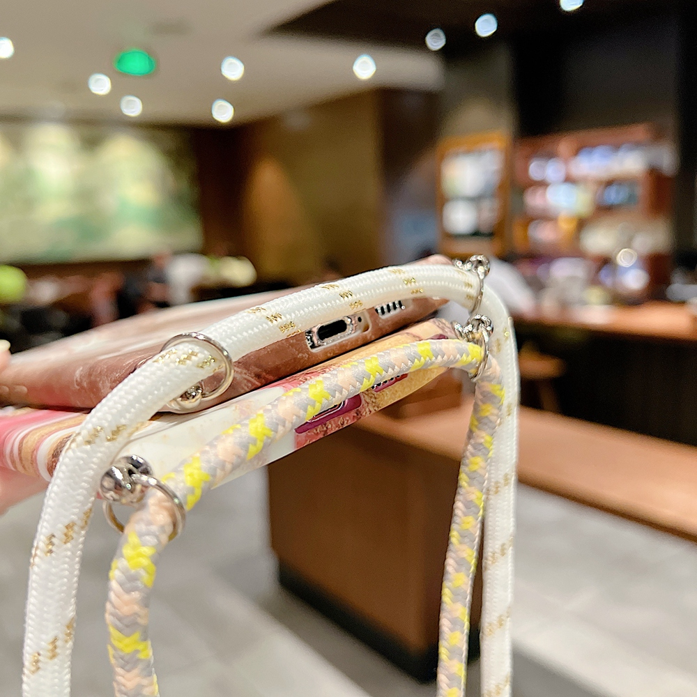 Ôp Điện Thoại Silicon Dẻo Họa Tiết Đá Hoa Cương Phối Dây Đeo Chéo Cho samsung galaxy s23 s24 s22 ultra s23 plus Ốp