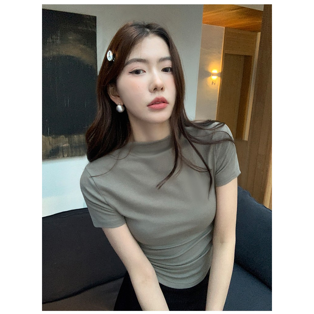 Áo Thun Tay Ngắn Hở Vai Màu Đen Thời Trang Mùa Hè Dành Cho Nữ