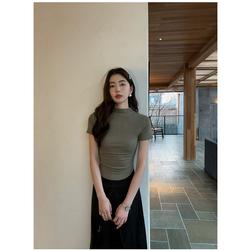 Áo Thun Tay Ngắn Hở Vai Màu Đen Thời Trang Mùa Hè Dành Cho Nữ