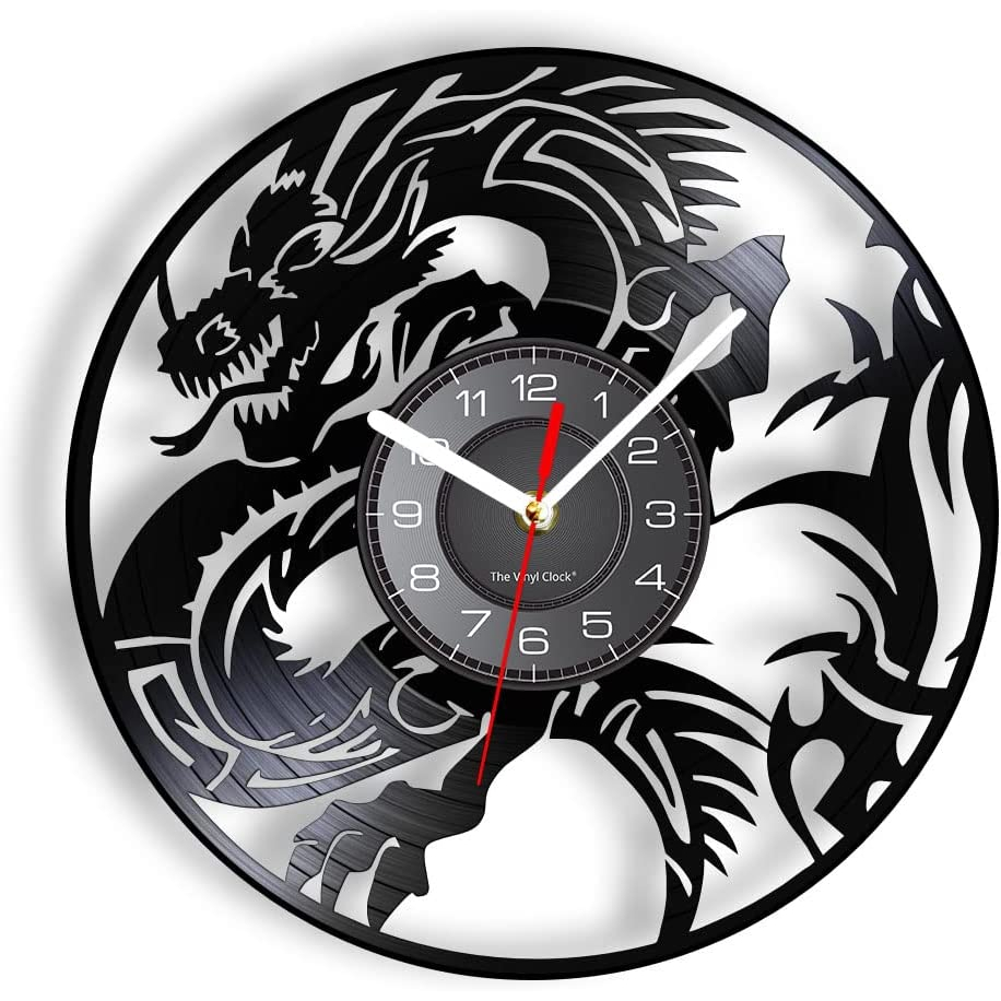 Đồng Hồ LED Treo Tường Trang Trí Nội Thất Hình Rồng Bay 7 Màu Thay Đổi Không Gây Tiếng Ồn Phong Cách Vintage