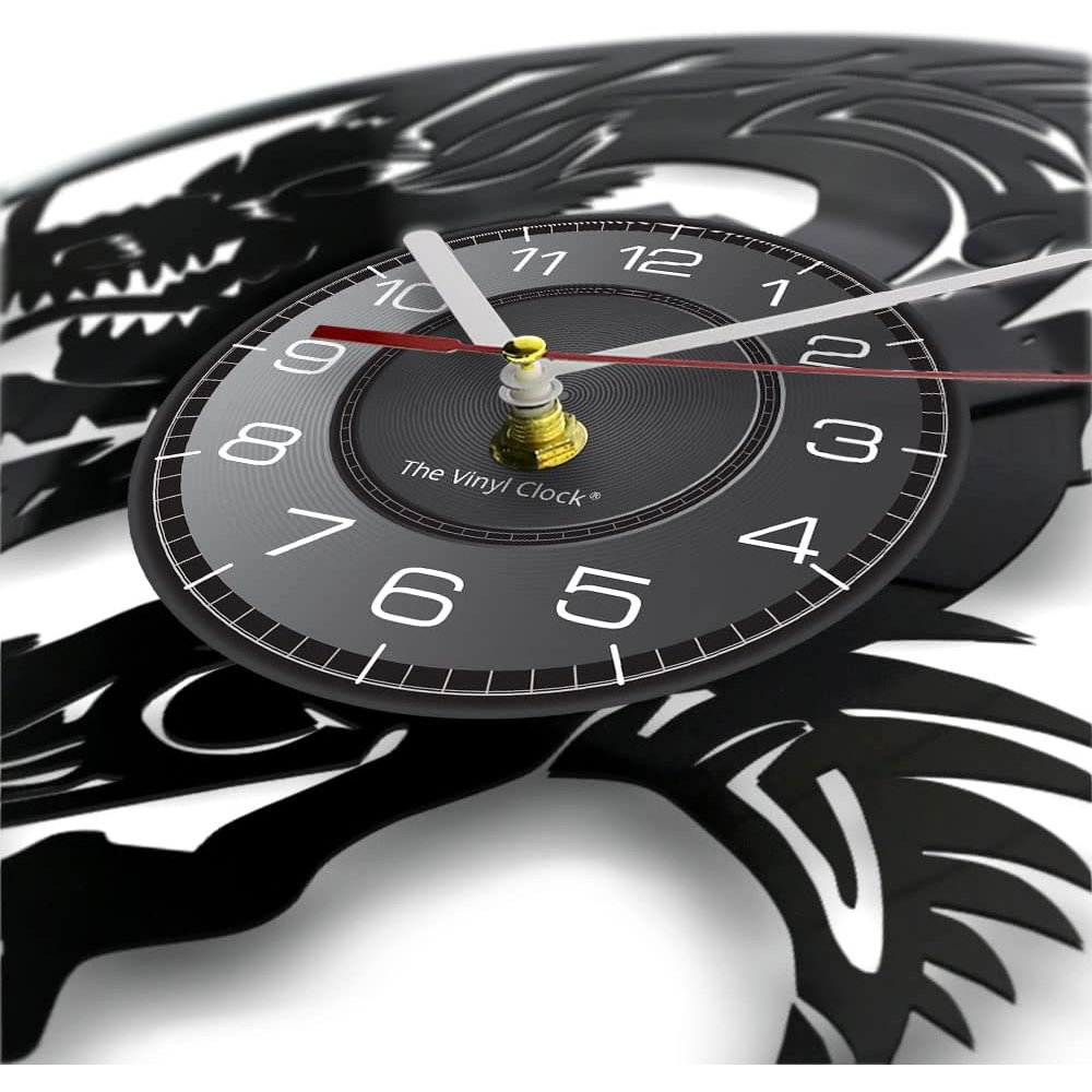 Đồng Hồ LED Treo Tường Trang Trí Nội Thất Hình Rồng Bay 7 Màu Thay Đổi Không Gây Tiếng Ồn Phong Cách Vintage