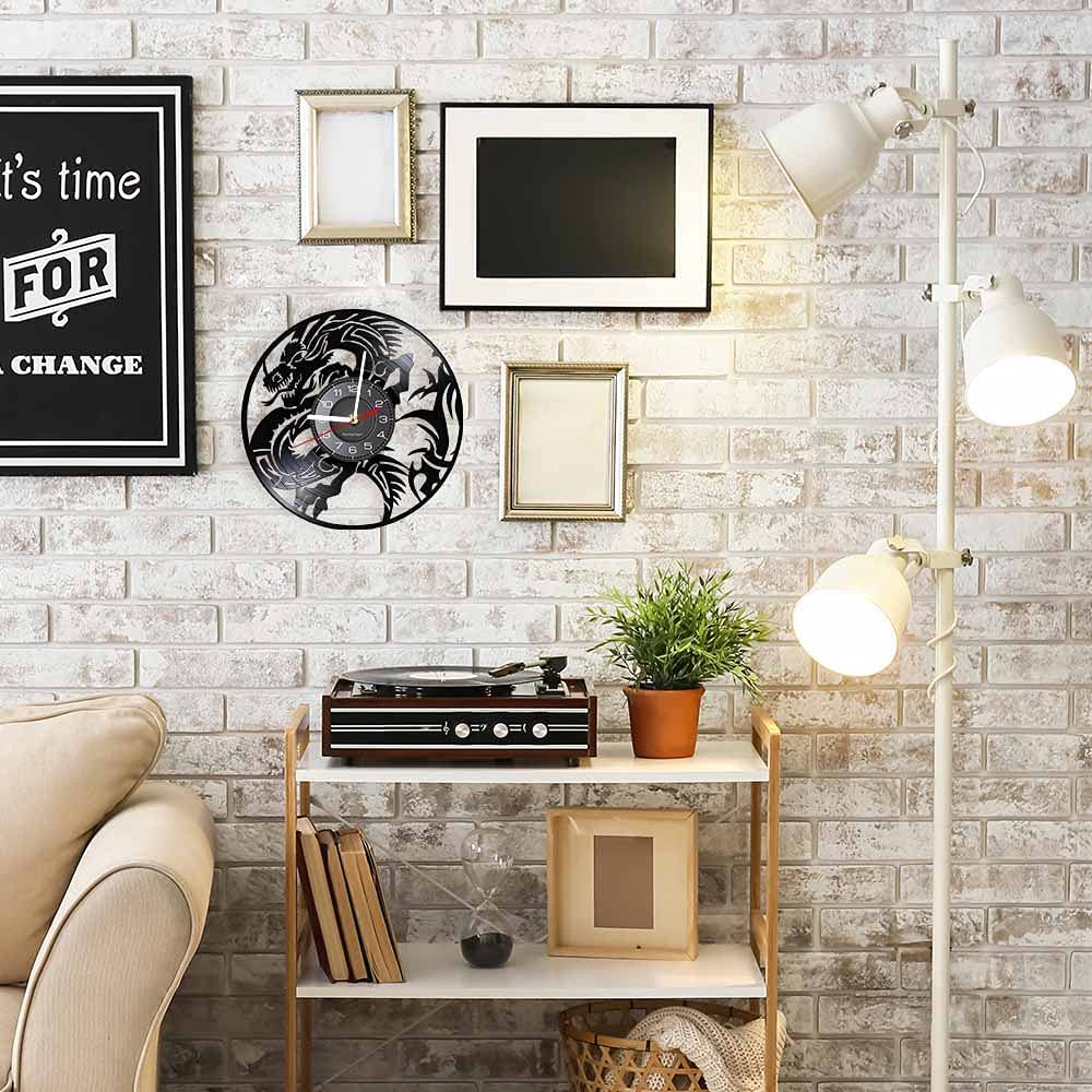 Đồng Hồ LED Treo Tường Trang Trí Nội Thất Hình Rồng Bay 7 Màu Thay Đổi Không Gây Tiếng Ồn Phong Cách Vintage