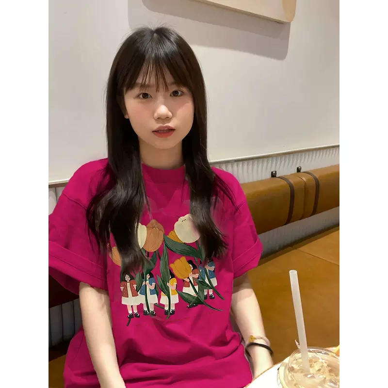 RDGF Áo Thun 100% Cotton Tay Ngắn Dáng Rộng Thời Trang Cho Nữ