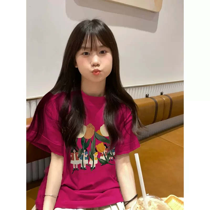 RDGF Áo Thun 100% Cotton Tay Ngắn Dáng Rộng Thời Trang Cho Nữ