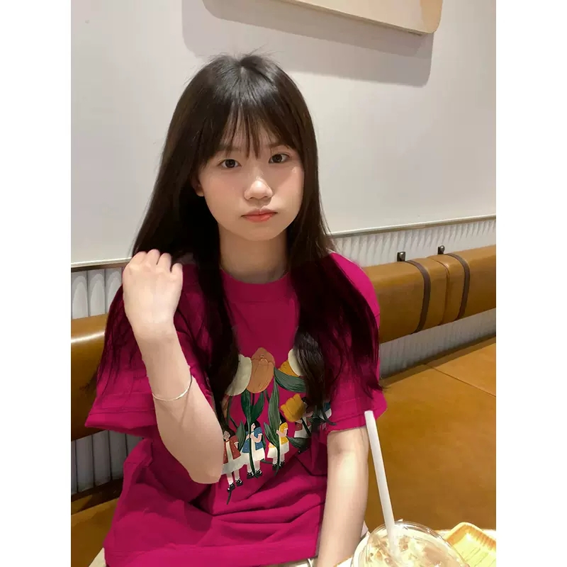 RDGF Áo Thun 100% Cotton Tay Ngắn Dáng Rộng Thời Trang Cho Nữ