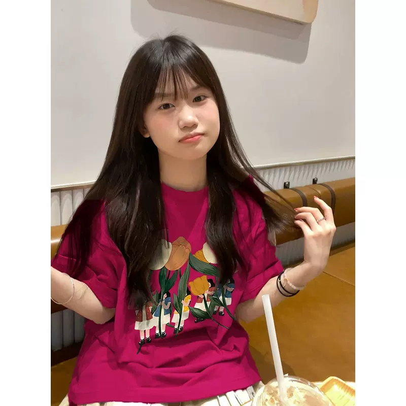 RDGF Áo Thun 100% Cotton Tay Ngắn Dáng Rộng Thời Trang Cho Nữ