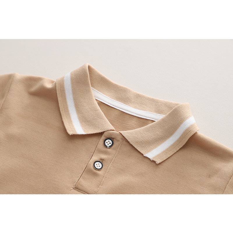Set Áo Thun polo Tay Ngắn & Quần Short Cotton Màu Trơn Hình Gấu Thời Trang Mùa Hè Kích Thước 80-120cm Cho Bé