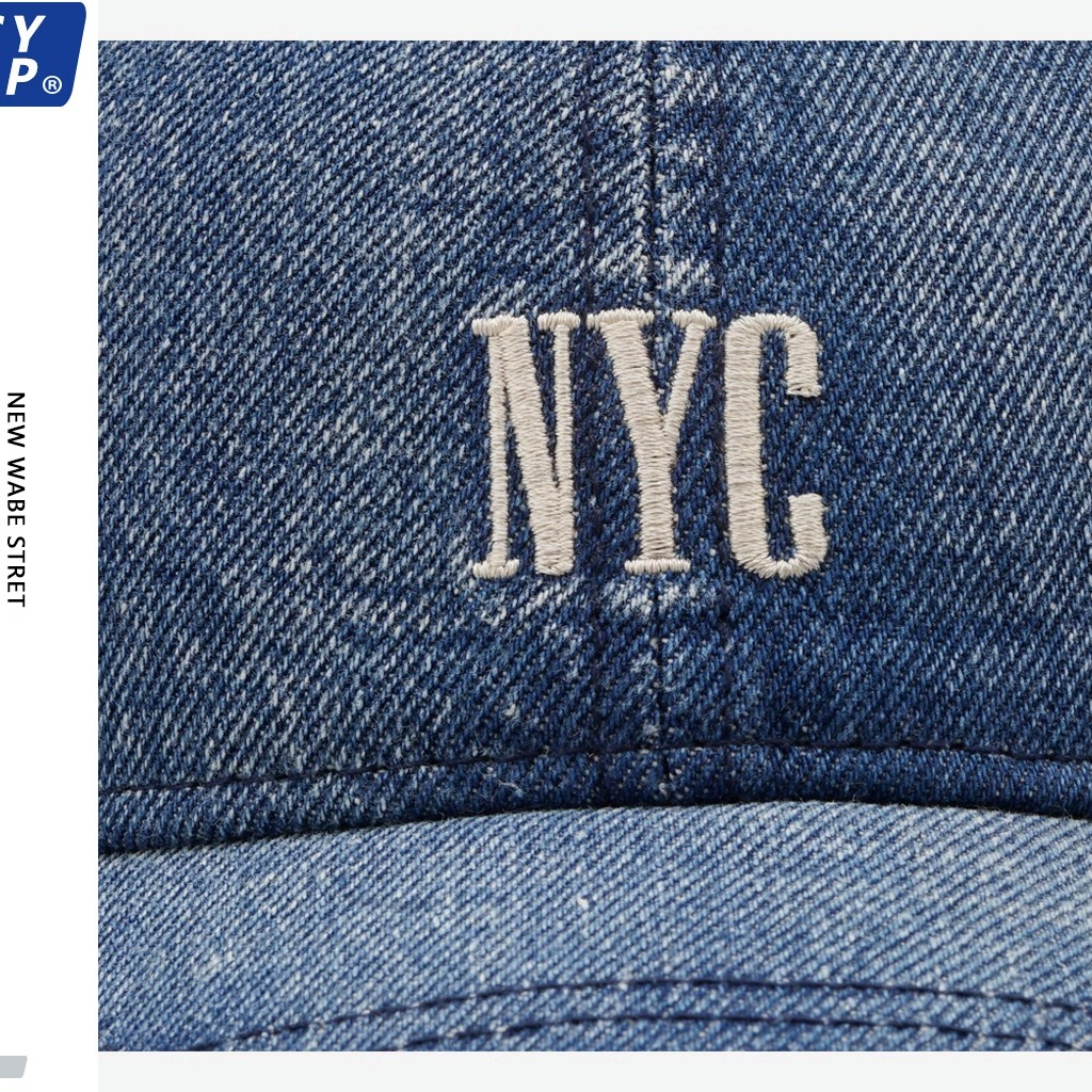 Mũ Lưỡi Trai Denim Thêu Chữ NYC Phong Cách Đường Phố Hàn Quốc Thời Trang Mùa Hè Cho Cặp Đôi