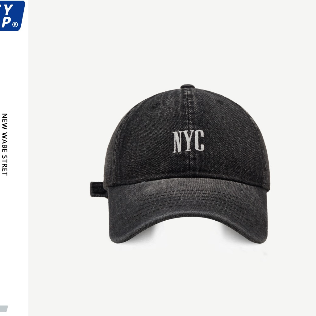 Mũ Lưỡi Trai Denim Thêu Chữ NYC Phong Cách Đường Phố Hàn Quốc Thời Trang Mùa Hè Cho Cặp Đôi