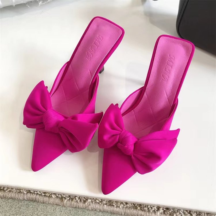 Giày Cao Gót Mũi Nhọn Đính Nơ Có Size Lớn 35-43 Dành Cho Nữ