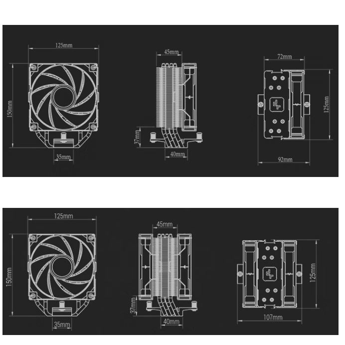 Deepcool Máy Làm Mát Không Khí Ppu ag400 4 gammaxx 220w lga1700 / 1200 / 115x / am5 / am4
