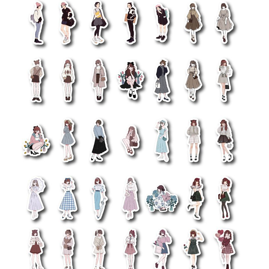 Bộ 50 Miếng Dán Chống Thấm Nước Họa Tiết Hoạt Hình Trang Trí Sổ Tay / Sách