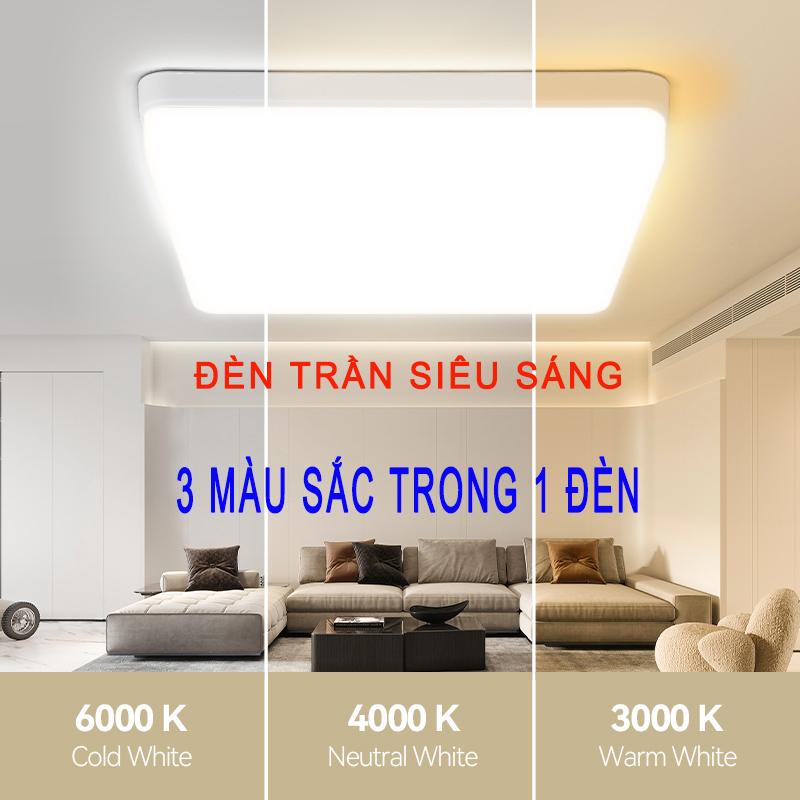 CANMEIJIA Đèn trần siêu sáng Đèn Led Hình Vuông 220V 20W 30W 50W 60W Gắn