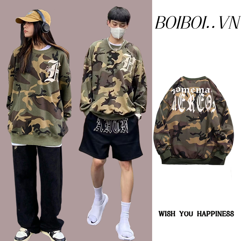 Áo Hoodie Nam Cổ Tròn Hoạ Tiết Chữ Graffiti Phong Cách Retro Dành Cho Cặp Đôi