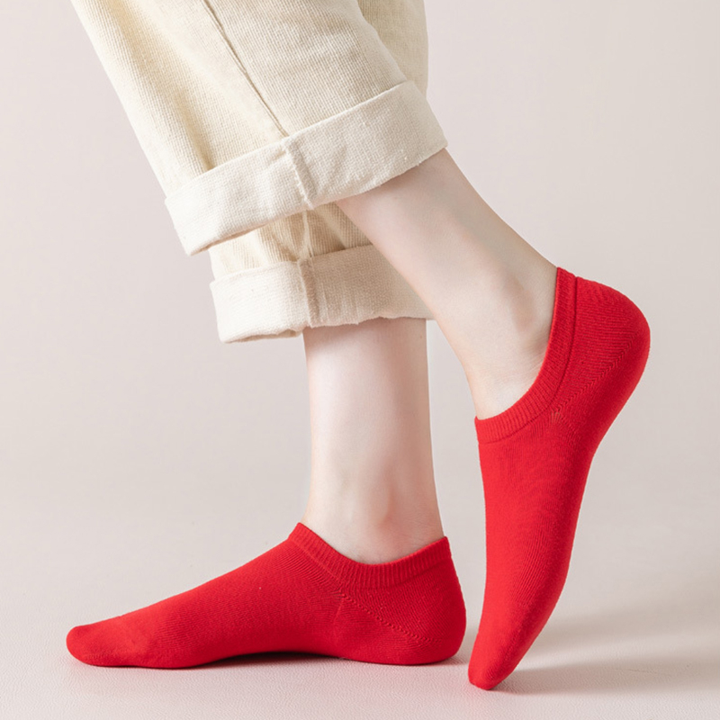 Mới Đôi Tất cotton Màu Đỏ Thời Trang Cho Nữ