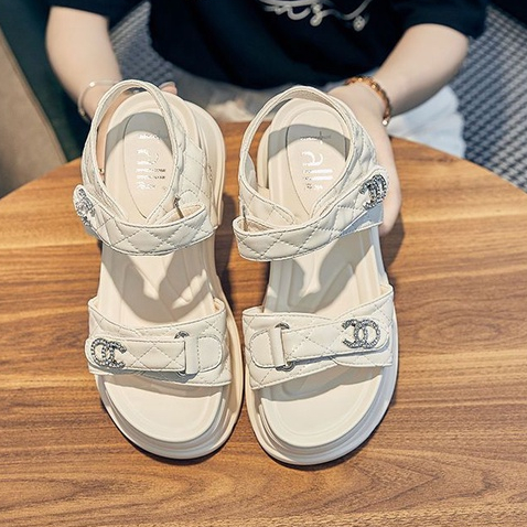 Hàng Có Sẵn; Chất Lượng Cao; 2022; Giày Sandal Mũi Tròn Hở Ngón Cao 5cm - 8cm) Phong Cách Mới Mùa Hè Sang Trọng Cho Nữ