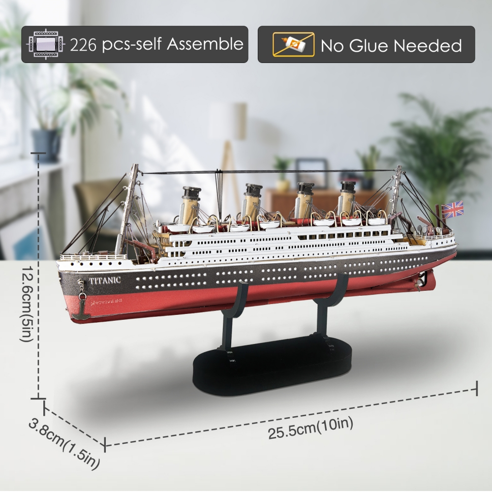 Mô hình lắp ráp PIECECOOL tàu Titanic 3D bằng kim loại làm quà tặng trang trí nội thất