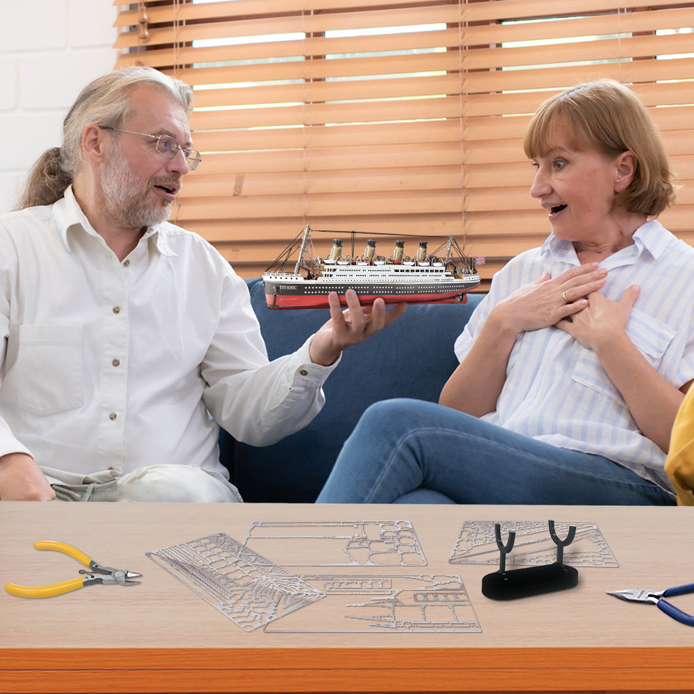 Mô hình lắp ráp PIECECOOL tàu Titanic 3D bằng kim loại làm quà tặng trang trí nội thất
