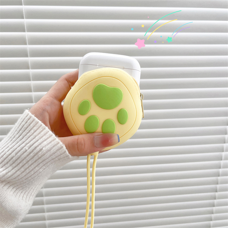 Túi Đựng Tai Nghe / Tiền Xu Bằng Silicon Màu Macaron Họa Tiết Hoạt Hình Dễ Thương