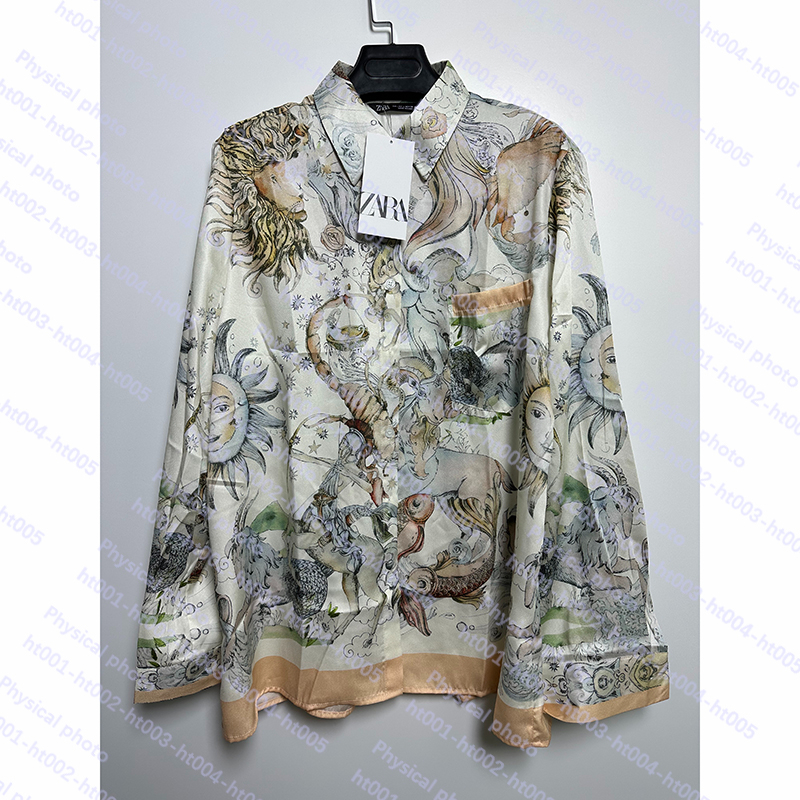 Zara Áo Sơ Mi Lụa satin In Họa Tiết Thanh Lịch Thời Trang Cho Nữ