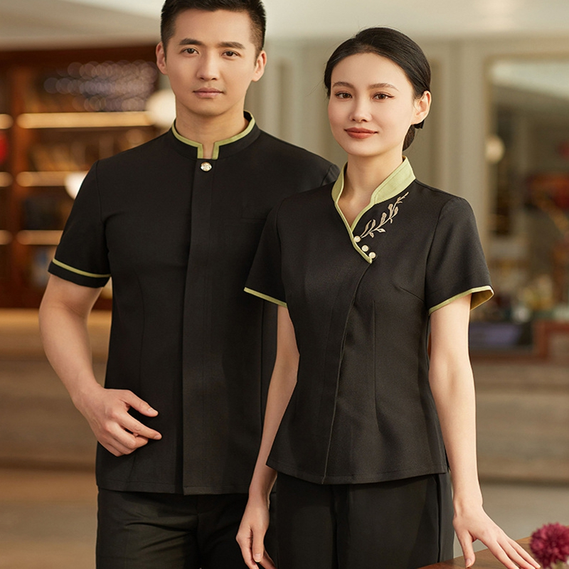 Đồng Phục Nhân Viên Phục Vụ Nhà Hàng Khách Sạn Tay Ngắn Thiết Kế Đơn Giản Hợp Thời Trang