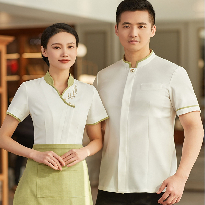 Đồng Phục Nhân Viên Phục Vụ Nhà Hàng Khách Sạn Tay Ngắn Thiết Kế Đơn Giản Hợp Thời Trang
