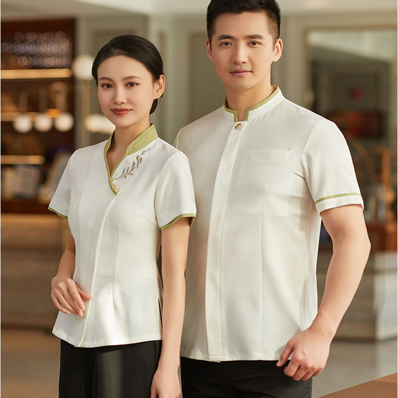 Đồng Phục Nhân Viên Phục Vụ Nhà Hàng Khách Sạn Tay Ngắn Thiết Kế Đơn Giản Hợp Thời Trang