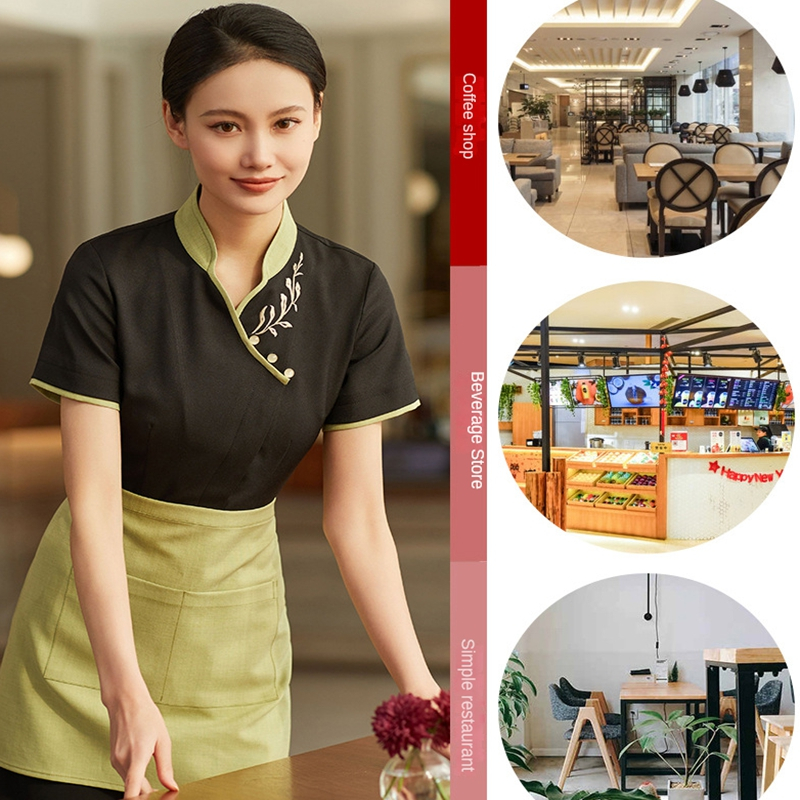 Đồng Phục Nhân Viên Phục Vụ Nhà Hàng Khách Sạn Tay Ngắn Thiết Kế Đơn Giản Hợp Thời Trang