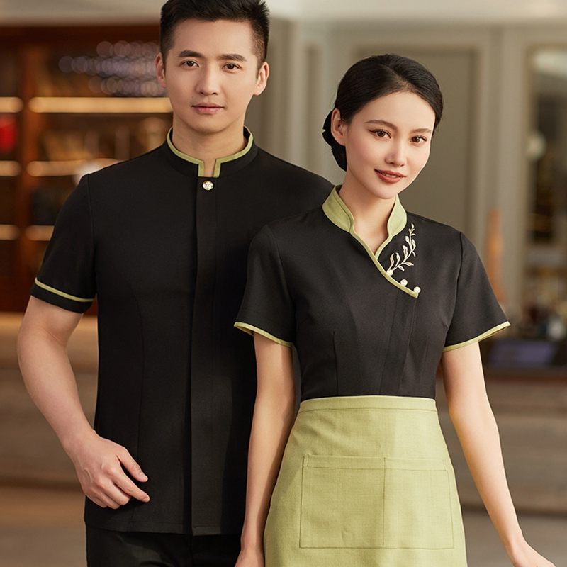 Đồng Phục Nhân Viên Phục Vụ Nhà Hàng Khách Sạn Tay Ngắn Thiết Kế Đơn Giản Hợp Thời Trang